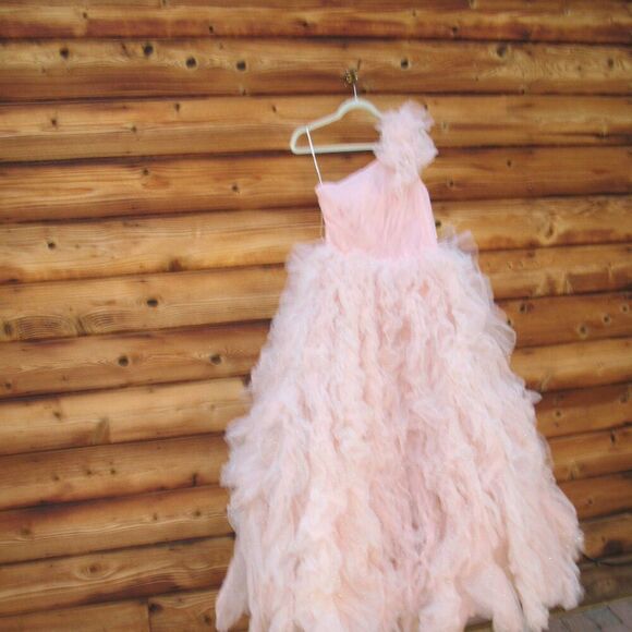 MAC DUGGAL 20576 Womens Pink One Shoulder Glitter Tulle Gown Dress - Picture 6 of 15